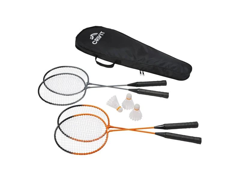 CRIVIT Badminton Set Federball 4 Spieler Schläger Bälle Tasche Outdoor