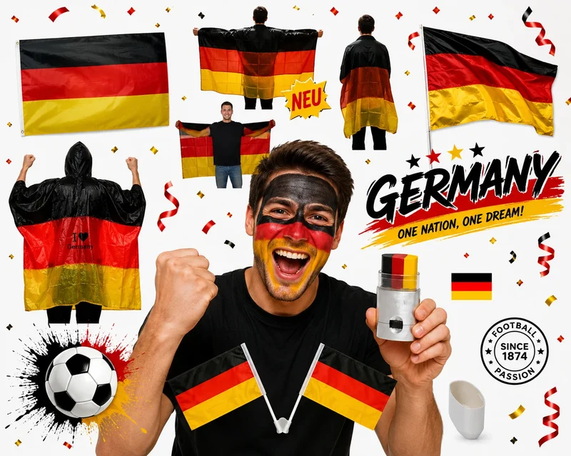 Deutschland Fanartikel WM EM Fahne Flagge Poncho Horn Auswahl