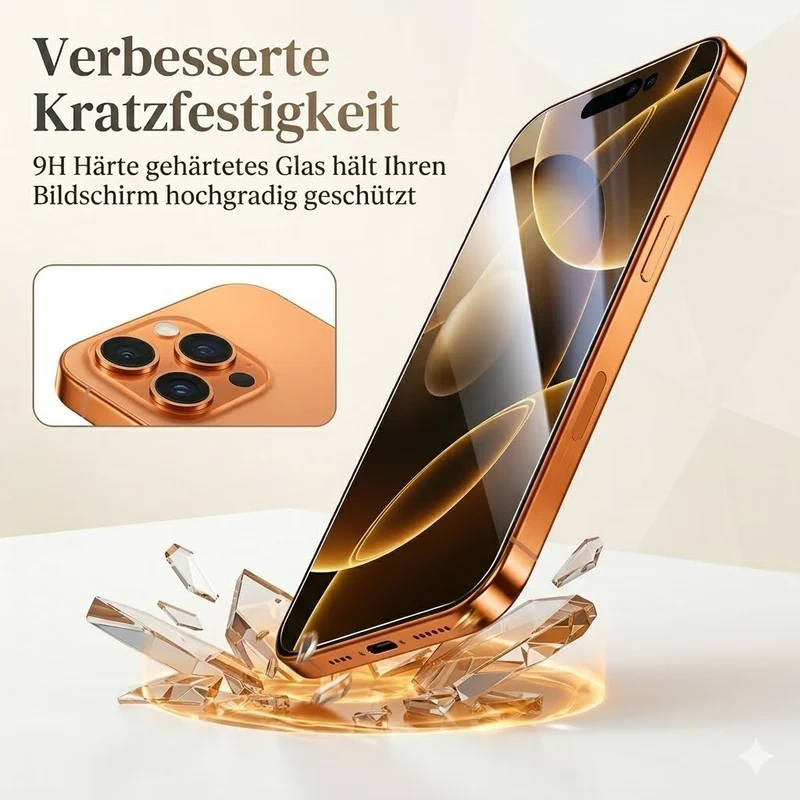 9D Privacy Schutzglas für iPhone 17 Pro Max 17 Pro Sichtschut
