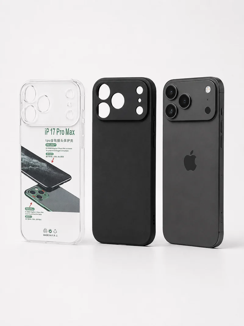 Transparentes TPU Case für iPhone 17 / 17 Pro / 17 Pro Max mit Kameraschutz – Schwarz oder Klar