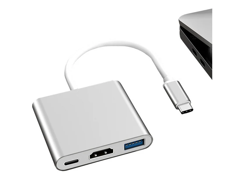 USB C Hub 3in1 mit HDMI 4K und USB 3.0 – Type C Adapter für Laptop, MacBook, Tablet und PC