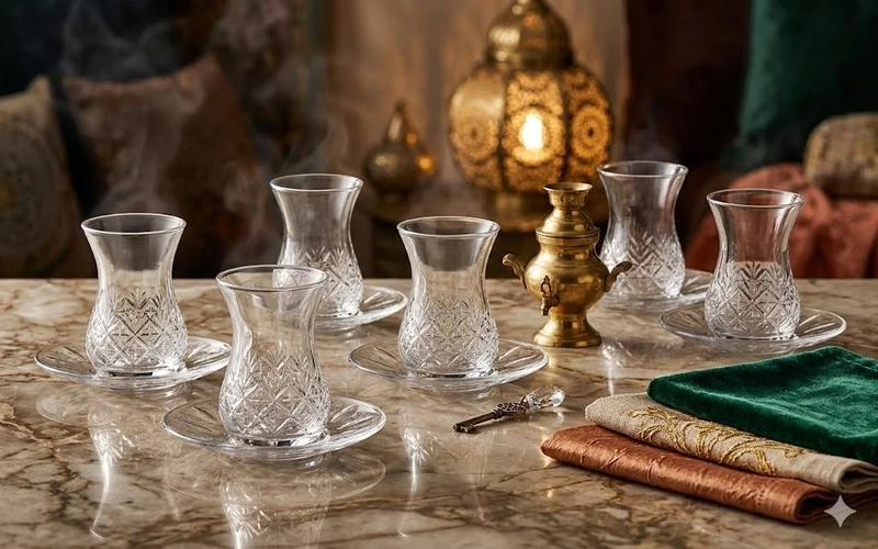 Pasabahce Teegläser Set 12tlg mit Untertasse Glas Teeservice