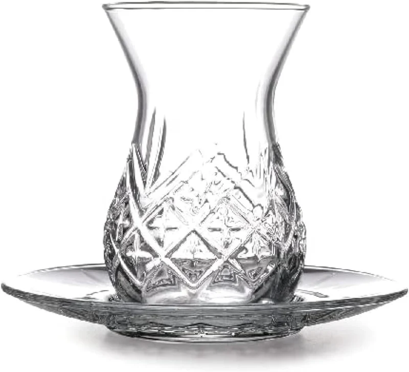 Pasabahce Teegläser Set 12tlg mit Untertasse Glas Teeservice