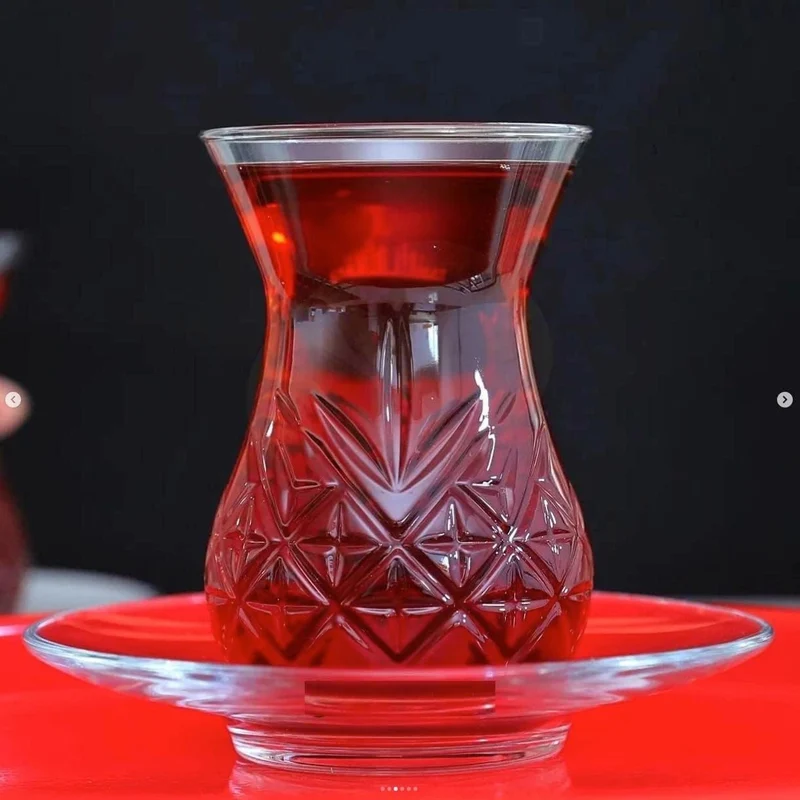 Pasabahce Teegläser Set 12tlg mit Untertasse Glas Teeservice