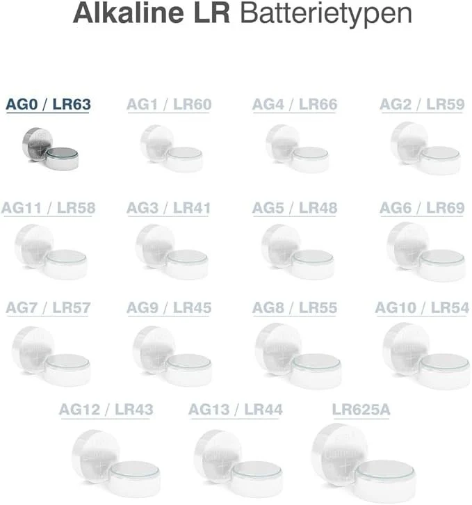 Camelion AG0 - AG12 / LR43 Knopfzellen Batterien 10er Set 1,5V Alkaline – Für Uhren, Taschenrechner und Elektronik
