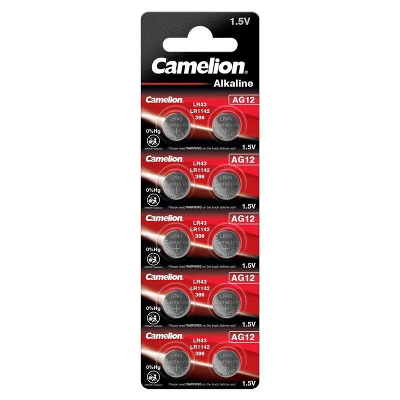 Camelion AG0 - AG12 / LR43 Knopfzellen Batterien 10er Set 1,5V Alkaline – Für Uhren, Taschenrechner und Elektronik