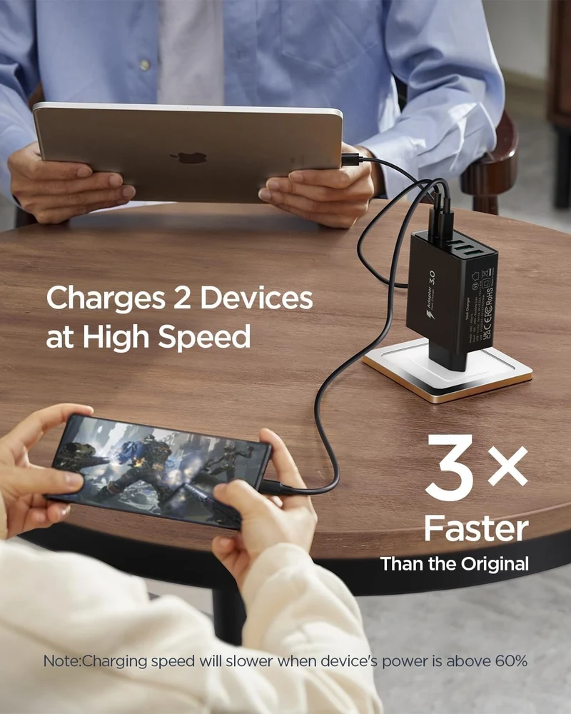 50W 5-Port USB Ladegerät Schnellladegerät USB-C USB-A Netzteil Universal Adapter
