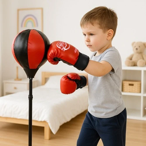 Kinder Boxsack Set Höhenverstellbar mit Boxhandschuhe Punching Ball