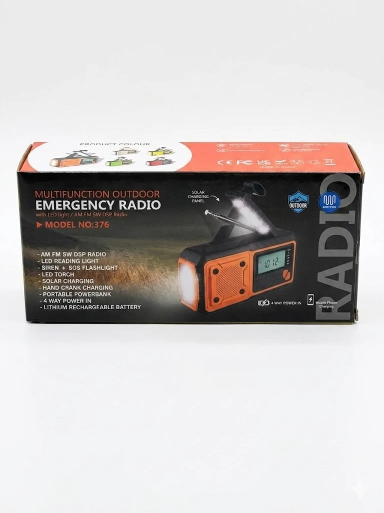 Notfallradio Solar Kurbel 4000mAh AM FM SW Powerbank LED SOS
