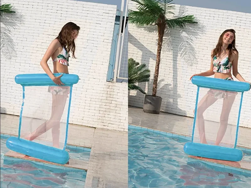 Wasserhängematte Aufblasbar Pool Liege Schwimmmatte Luftmatratze Blau