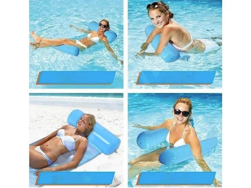 Wasserhängematte Aufblasbar Pool Liege Schwimmmatte Luftmatratze Blau