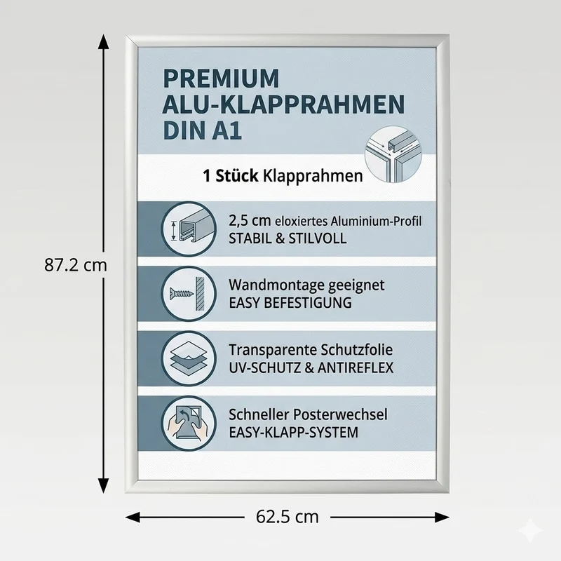 Klapprahmen A1 Posterrahmen Alu 25mm Wandmontage Werberahmen