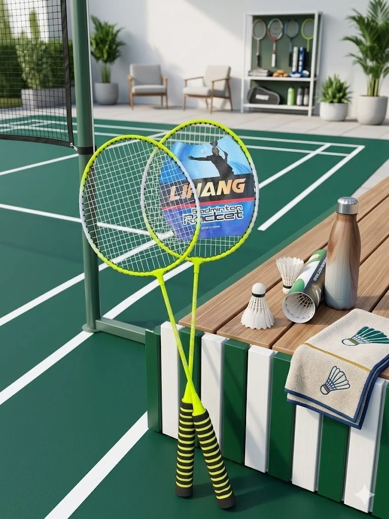 Badmintonschläger Set leicht stabil grün für Freizeit Training Sport