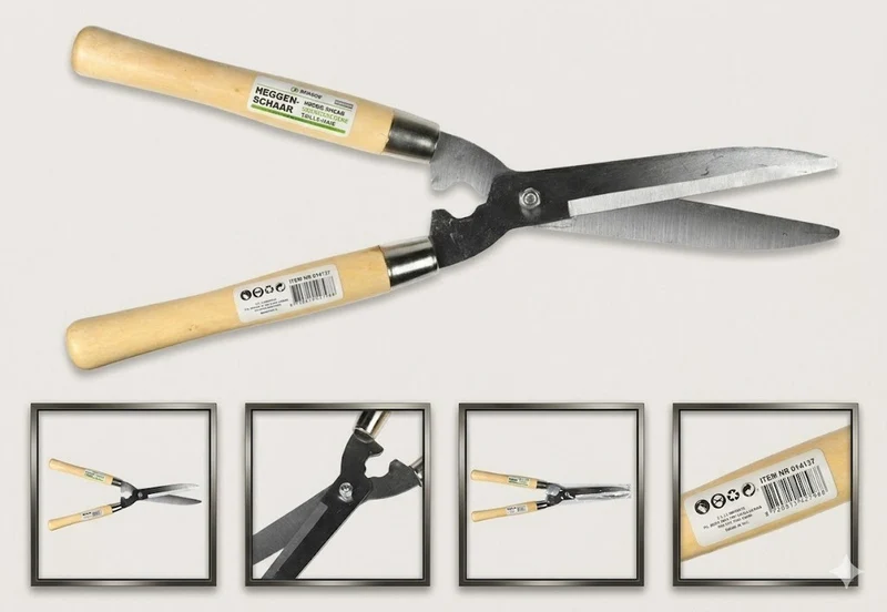 Heckenschere 50cm gerade Klingen Gartenschere Holzgriffe für Hecken Sträucher