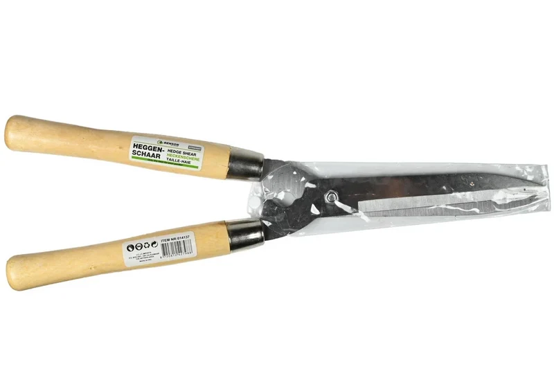 Heckenschere 50cm gerade Klingen Gartenschere Holzgriffe für Hecken Sträucher
