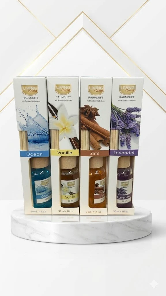 Raumduft Diffuser 30ml 1 Stück Duftstäbchen Auswahl Lavendel Vanille Ocean Zimt