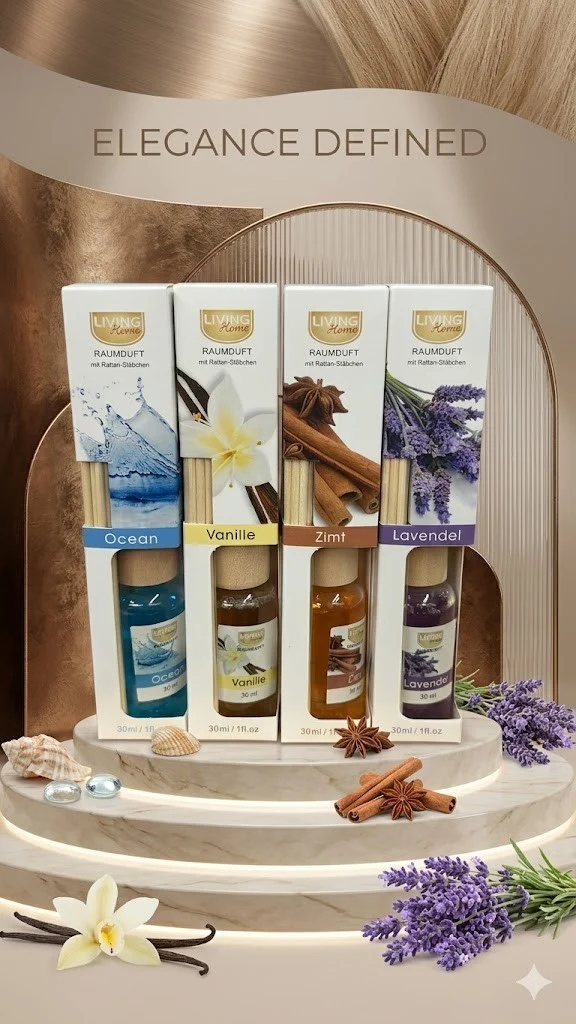 Raumduft Diffuser 30ml 1 Stück Duftstäbchen Auswahl Lavendel Vanille Ocean Zimt