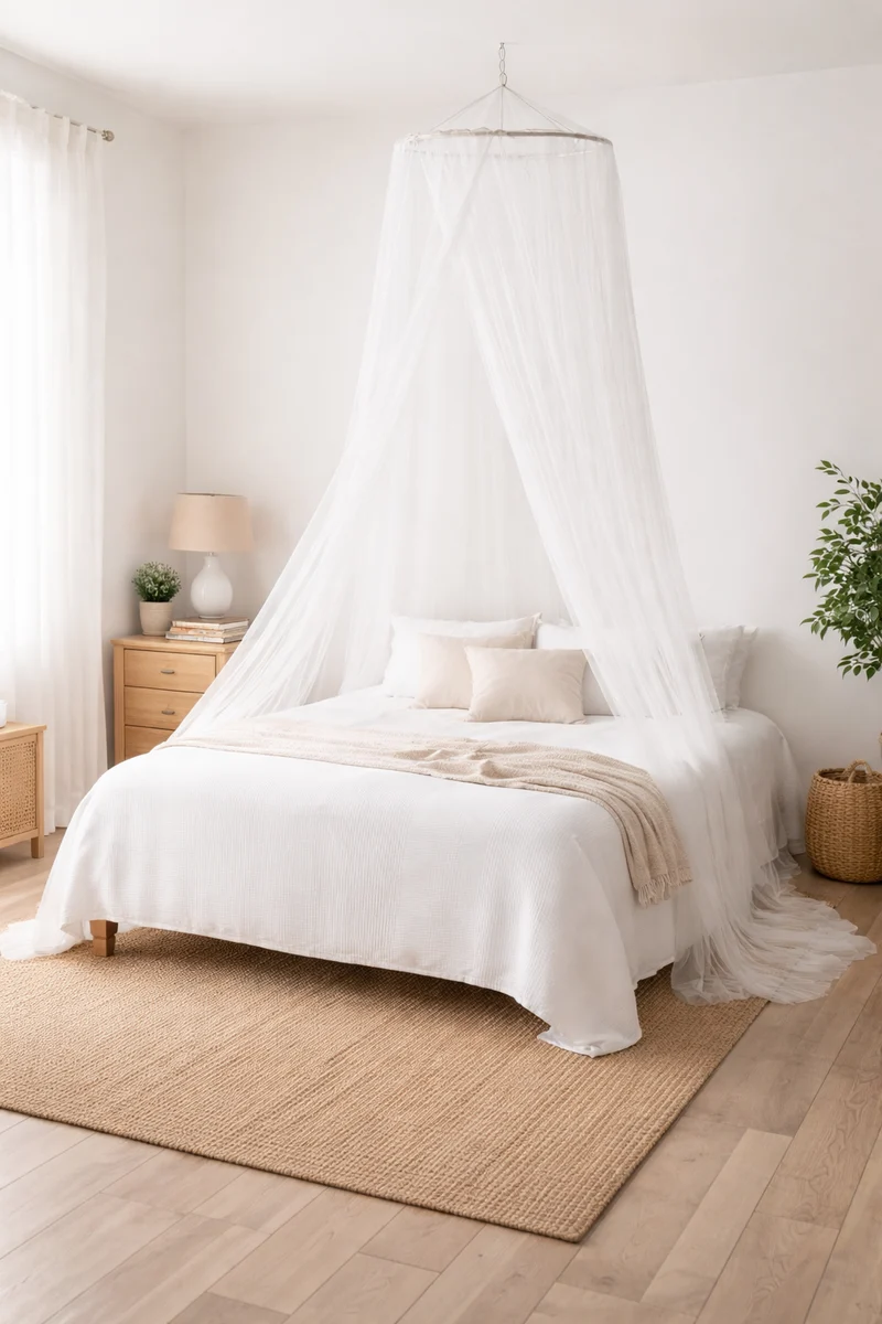 Moskitonetz für Bett Baldachin Insektenschutznetz groß weiß Schlafzimmer