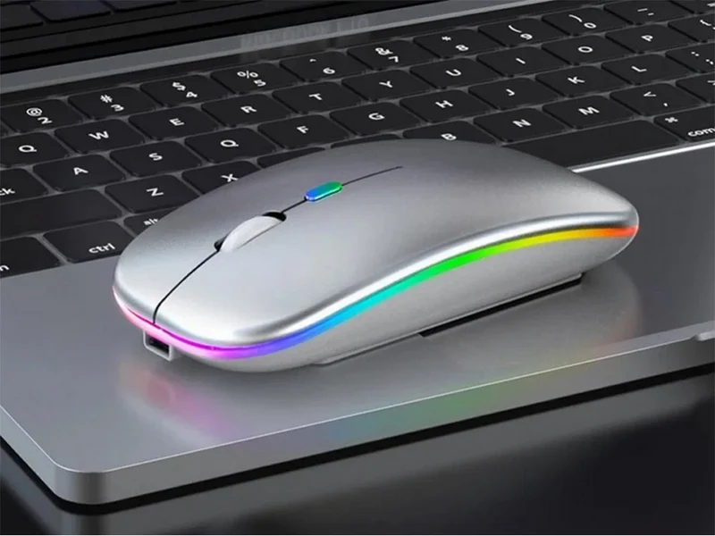 PC Maus Kabellos Bluetooth und Funk für Computer, MAC Aufladbare leise Maus LED