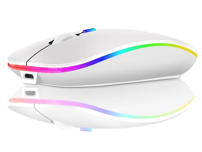 PC Maus Kabellos Bluetooth und Funk für Computer, MAC Aufladbare leise Maus LED