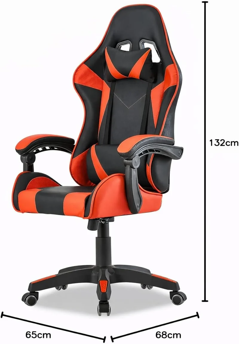 Gaming Stuhl Rot Ergonomisch Bürostuhl mit Fußstütze Drehstuhl