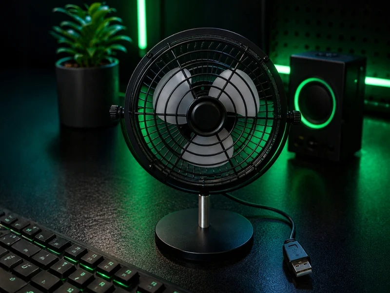USB Tischventilator Leise Mini Ventilator für Büro Zuhause USB-C 360° Neigbar