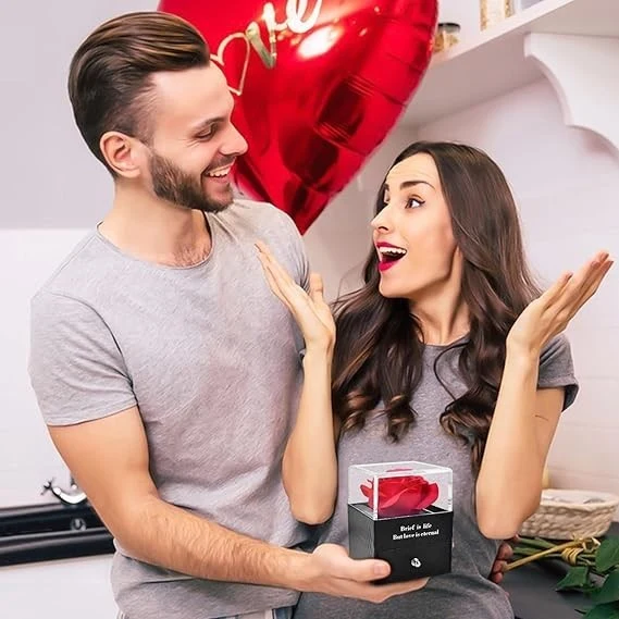 Ewige Rose Geschenkset mit 925 Silber Kette Valentinstag Geschenk