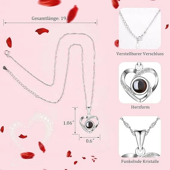Ewige Rose Geschenkset mit 925 Silber Kette Valentinstag Geschenk