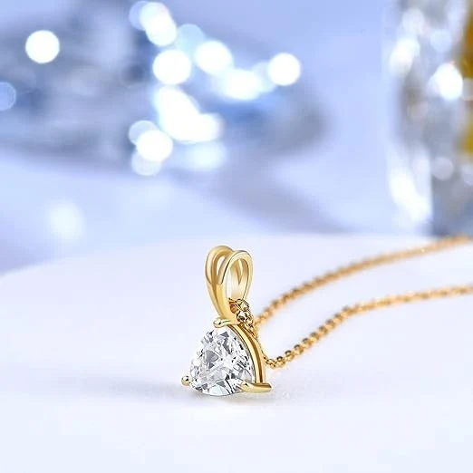 Damen Halskette 925 Silber vergoldet Zirkon Anhänger elegant Geschenk