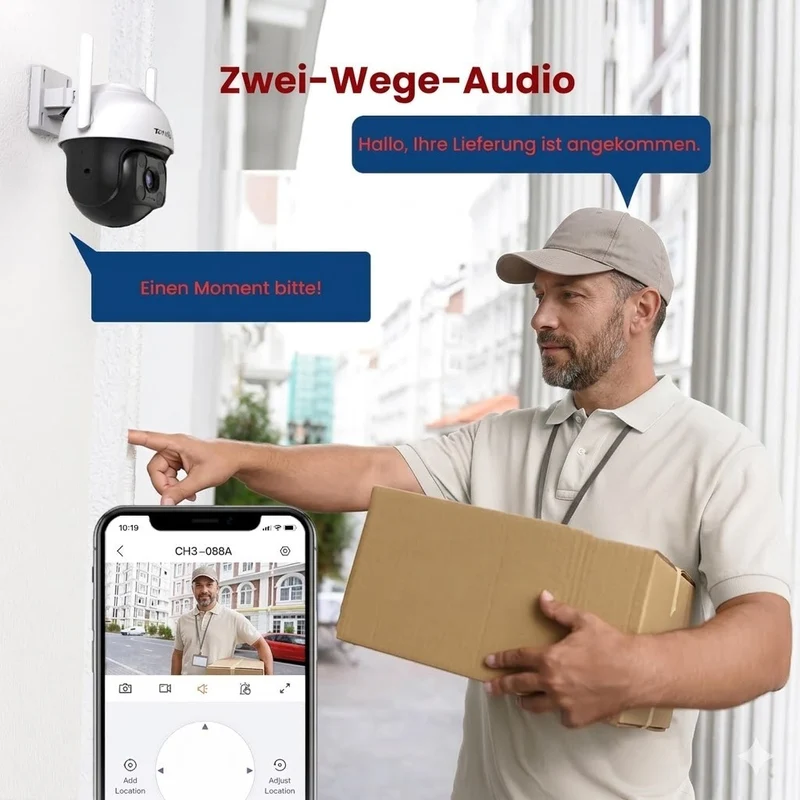 Tenda WLAN Überwachungskamera Außen 2K 3MP 360° IP65 Nachtsicht