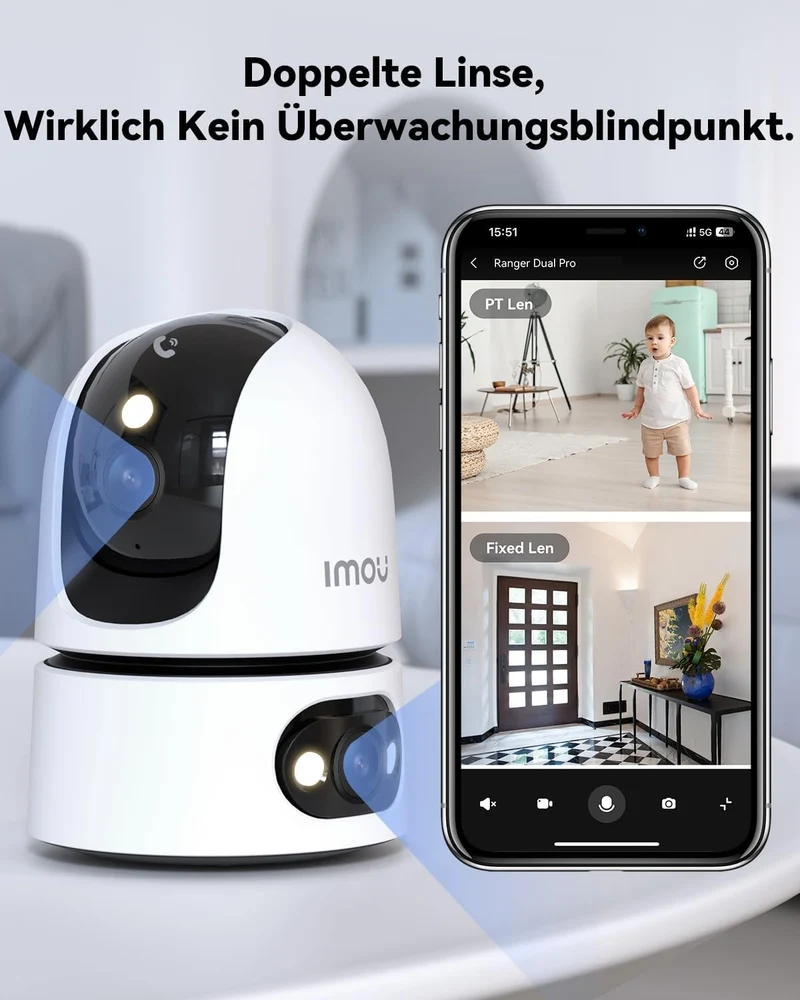Imou Innenkamera 2K Dual Kamera 360° WLAN Nachtsicht Audio