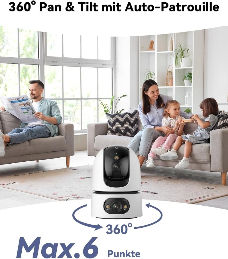 Imou Innenkamera 2K Dual Kamera 360° WLAN Nachtsicht Audio