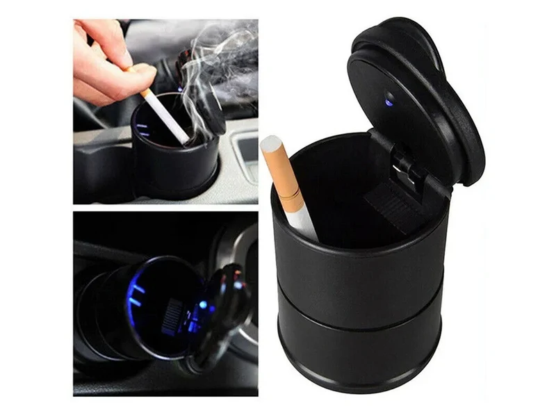Auto Aschenbecher LED rauchfrei geruchsdicht mit Deckel KFZ Becher