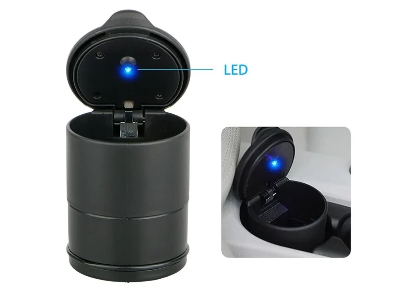 Auto Aschenbecher LED rauchfrei geruchsdicht mit Deckel KFZ Becher