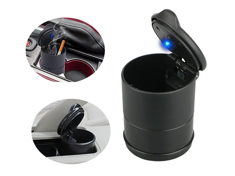 Auto Aschenbecher LED rauchfrei geruchsdicht mit Deckel KFZ Becher