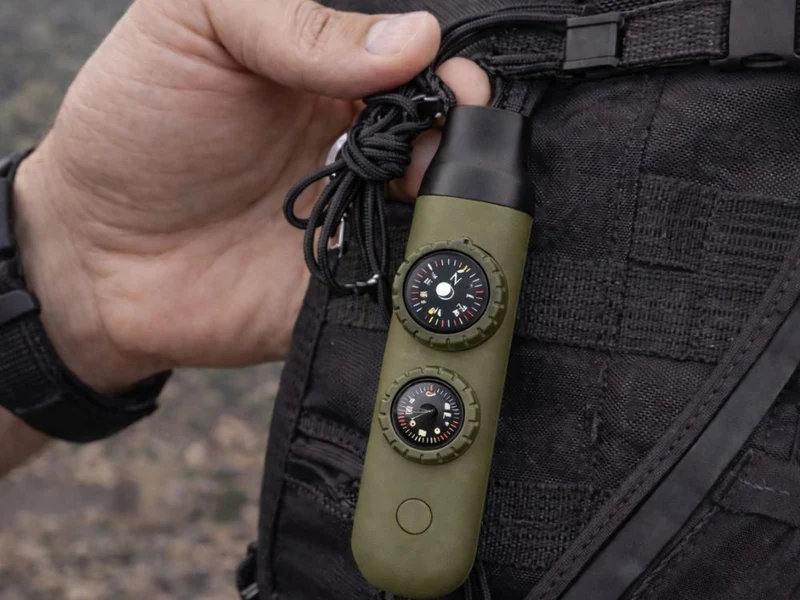 Survival Pfeife mit Kompass Taschenlampe Thermometer Outdoor