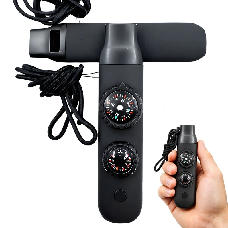 Survival Pfeife mit Kompass Taschenlampe Thermometer Outdoor