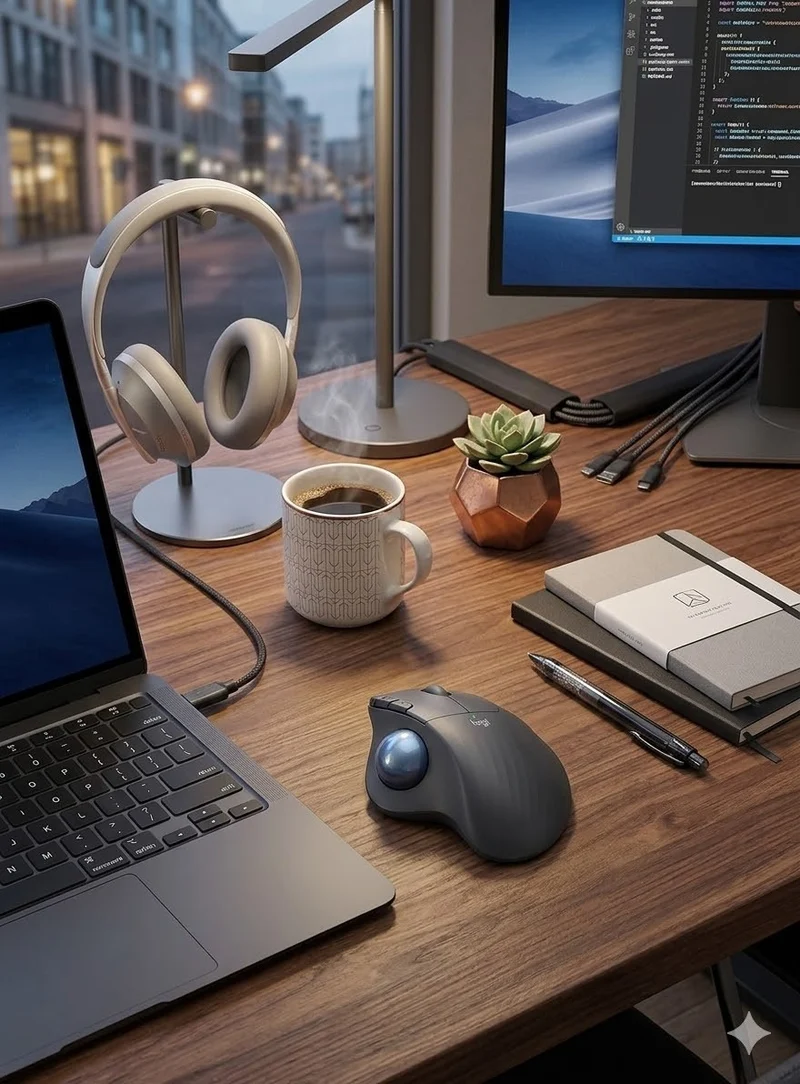Logitech ERGO M575S Trackball Maus kabellos Bluetooth USB ergonomisch