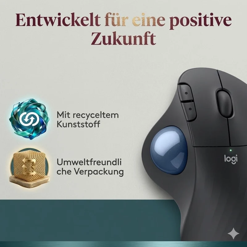 Logitech ERGO M575S Trackball Maus kabellos Bluetooth USB ergonomisch