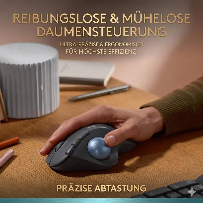 Logitech ERGO M575S Trackball Maus kabellos Bluetooth USB ergonomisch