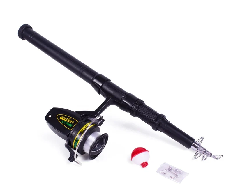 Angelset Teleskop Rute 165cm Rolle Set Haken Schwimmer Angeln