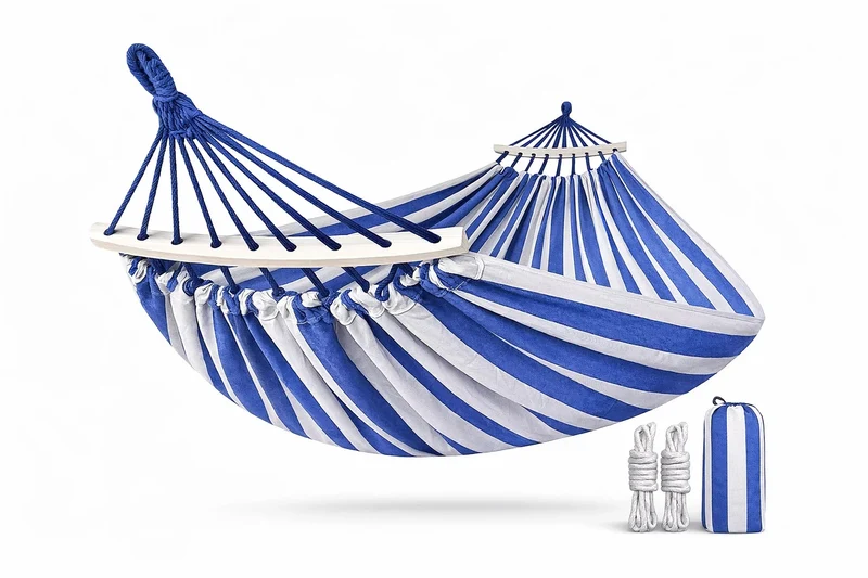 XXL Hängematte 150x200 cm Blau Garten Camping Outdoor Reise Relax Matte