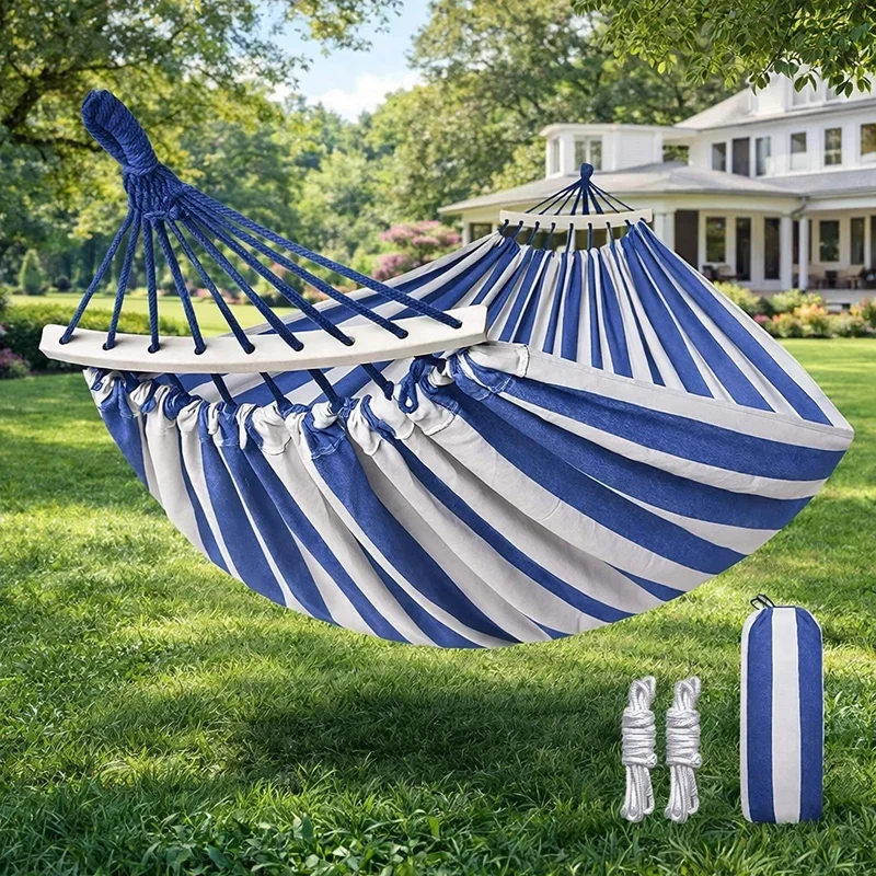 XXL Hängematte 150x200 cm Blau Garten Camping Outdoor Reise Relax Matte