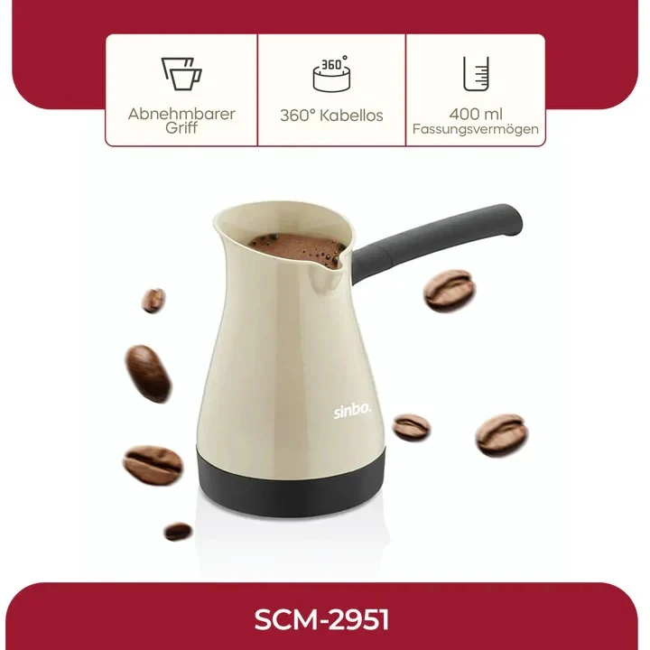 Sinbo Türkische Kaffeemaschine 1000W 400 ml – Elektrische Cezve 5 Tassen