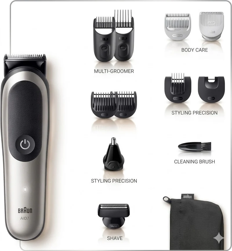 Braun Series 7 All-in-One Trimmer 12in1 Bart Haarschneider Wasserdicht Set