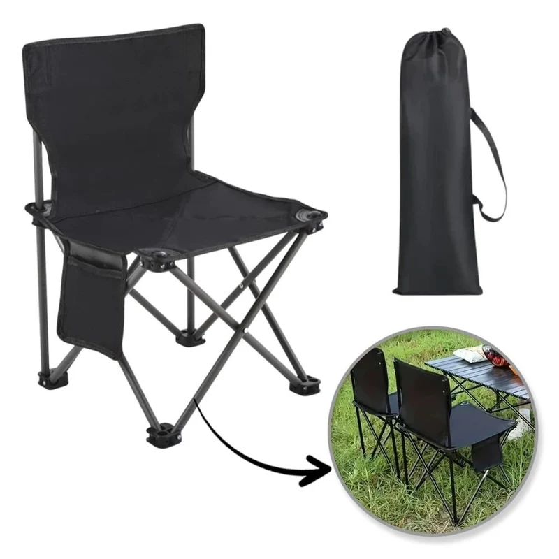 Campingstuhl Klappbar mit Getränkehalter – Angler Garten Festival Strand