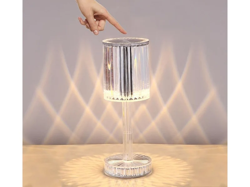 RGB LED Kristall Tischlampe mit Fernbedienung-Touch Nachtlicht USB wiederaufladb