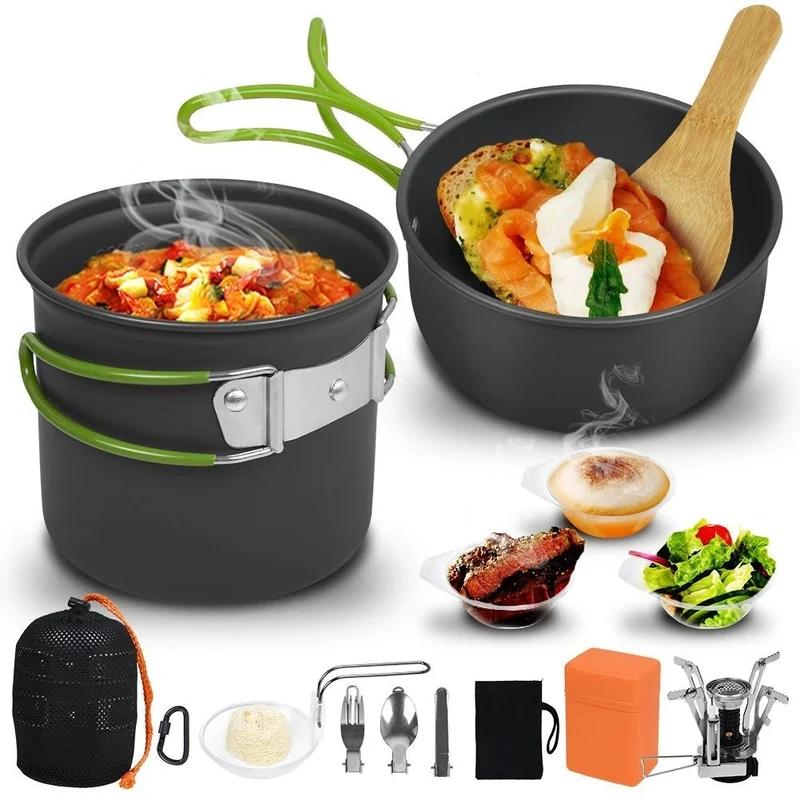 Camping Kochgeschirr Set 2-3 Personen Töpfe Pfanne Kessel