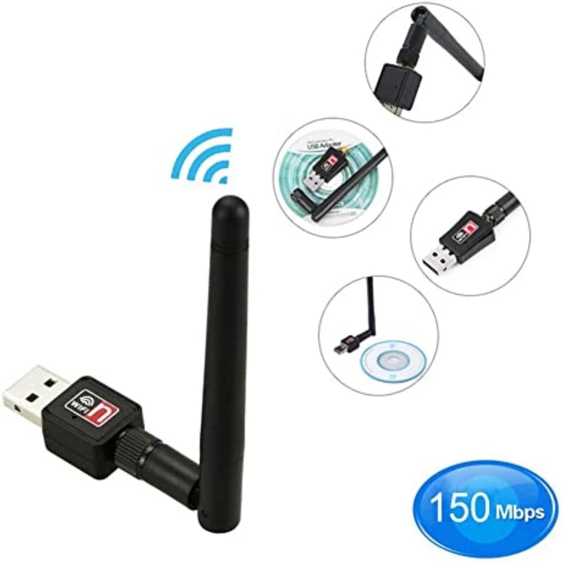 Mini WiFi Wireless Stick Adapter WLAN 150Mbit 2dBi Drahtlos Dongle USB 2.0 NEU