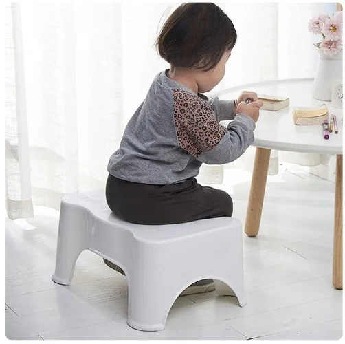 WC Hocker Toiletten Fußstütze – Ergonomischer Toilettenhocker aus Kunststoff Weiß